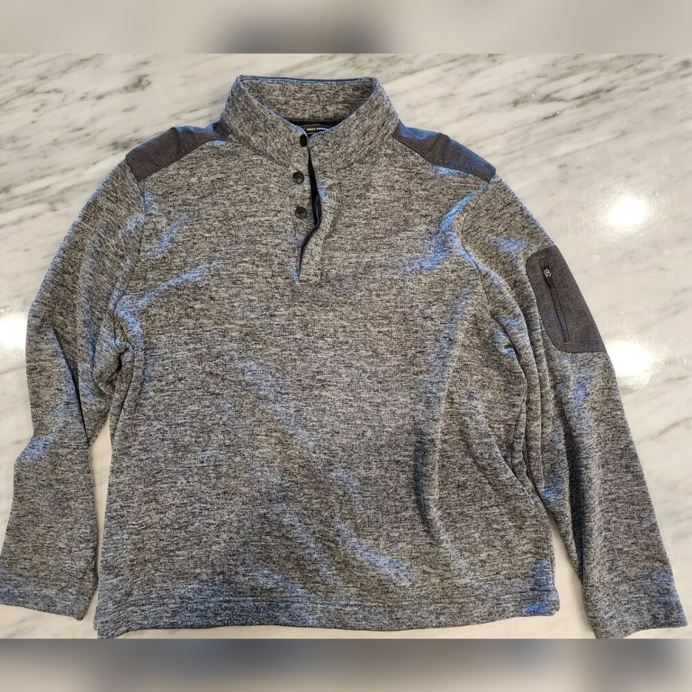 Greg Norman 1/4 Button Pullover Golf Sweatshirt Gray Fleece Lined Men's Large